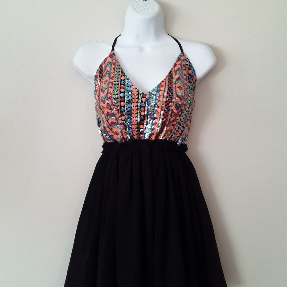 4/$20 Sequin multicolor top strappy dress